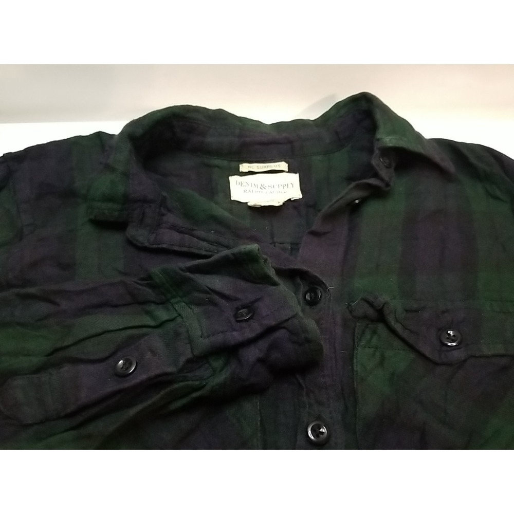 Denim & Supply Ralph Lauren Flannel Plaid Shirt Womens XS Green Purple